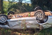 Carro com seis ocupantes capota em Juti e Caarapó
